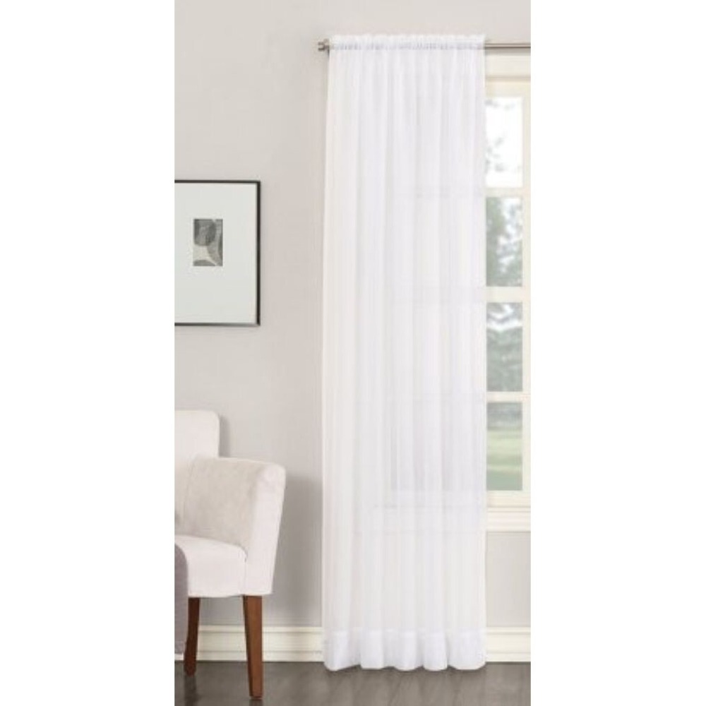 No 918 Emily Sheer Rod Pocket Single Curtain Panel, White 1 Panel 59''LX95"H New
